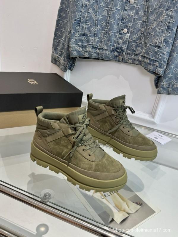 2024 Unisex UGG Black Chestnut Military Green Sheepskin Work Boots MJ00300