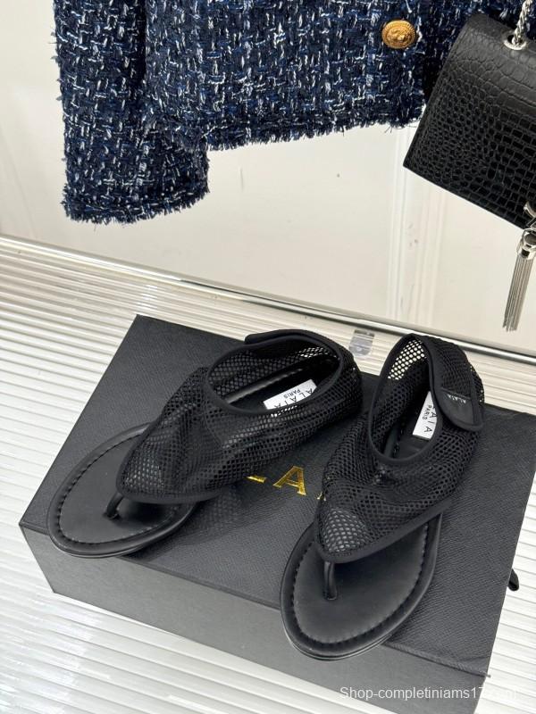 2025 Women YSL Black Mesh Sandals