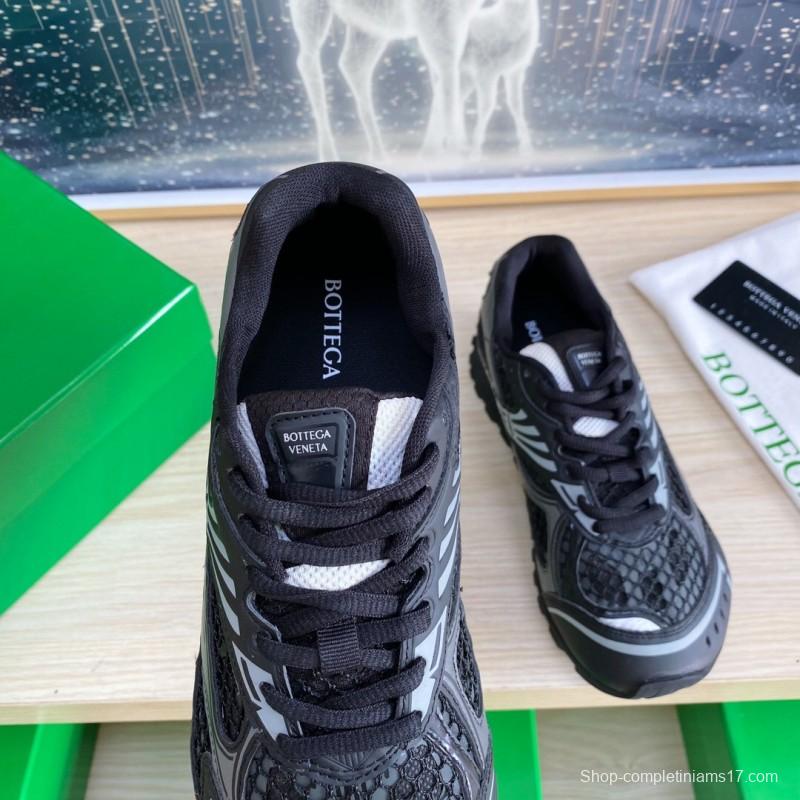 2025 Men BV Black Mesh Leather Sneakers LY00310