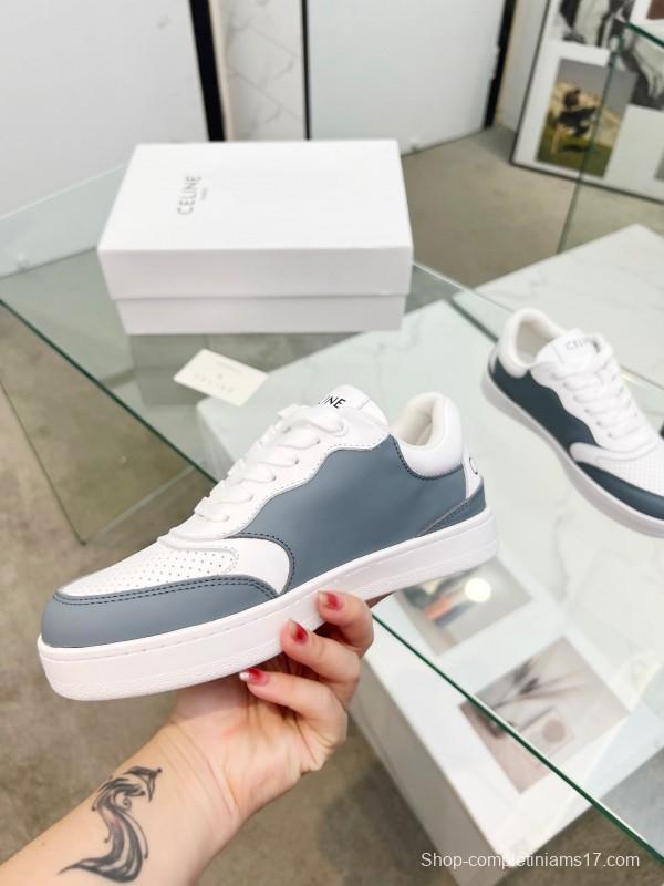2025 Unisex CELINE White Grey Leather Sneakers