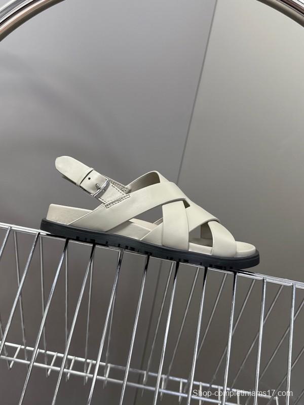 2025 Women Hermès Beige Leather Slippers