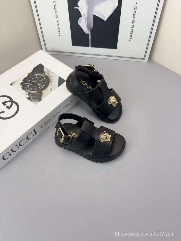 2025 Kids Versace Black White Leather Sandals