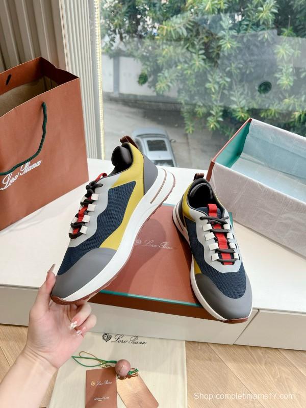 2024 Unisex Le Parmentier Yellow Navy Grey Knit Sneakers Top Version MJ00340