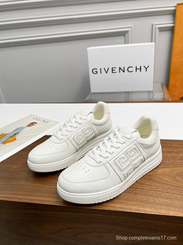 2024 Unisex Givenchy White Silk Calf Leather Patent Leather Sneakers MJ00380