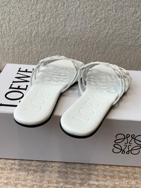 2025 Loewe White Leather Slippers