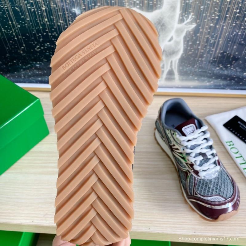 2025 Unisex Bottega Veneta BV Orbit Grey Brown Mesh Runner Sneakers LY00310