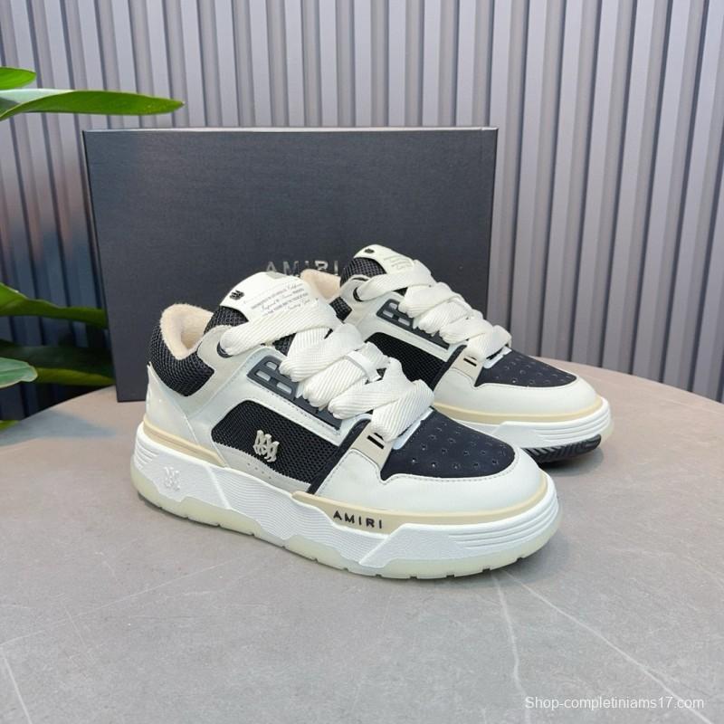 2024 Unisex Amiri Black White Leather Sneakers MJ00360