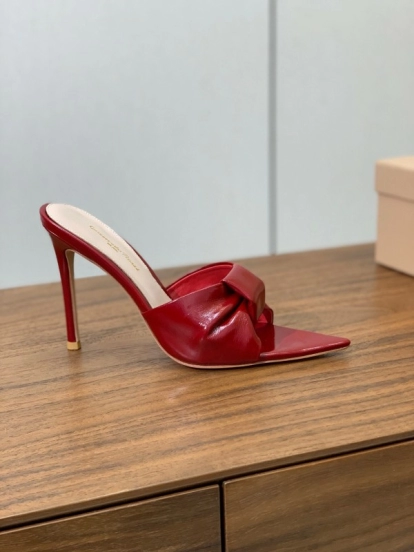 2025 Women Gianvito Rossi Red Leather High Heel Mule KFY00280