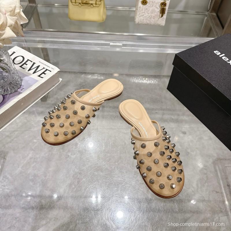 2025 Slippers Alexander Wang Beige Leather Studded LY00310