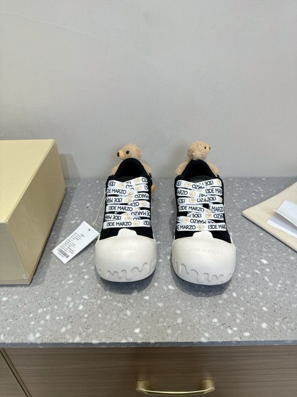 2025 Women 13DE MARZO Black Canvas Small Bear Toy Sneakers KFY00280