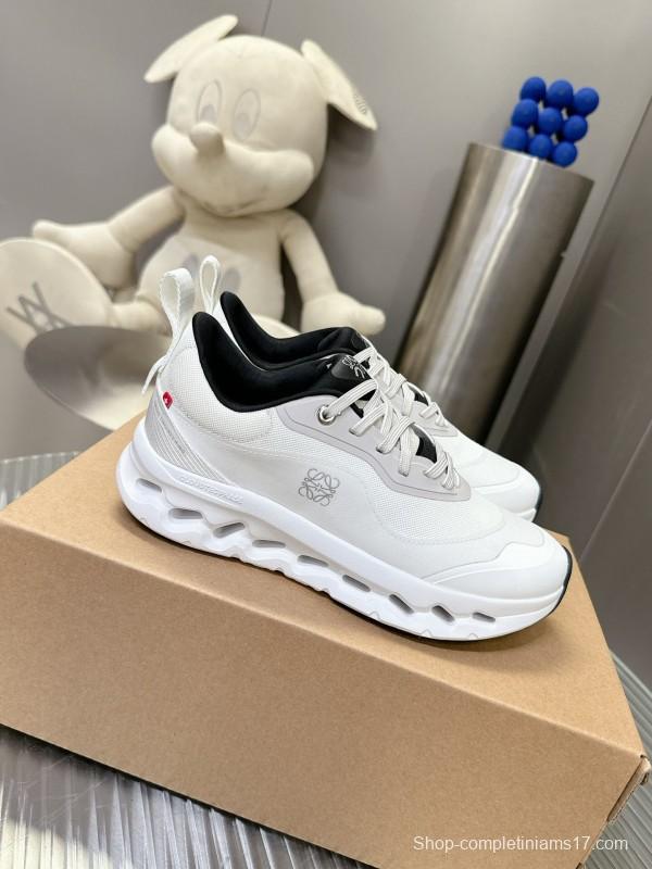 2025 Women Loewe White Black Leather Sneakers