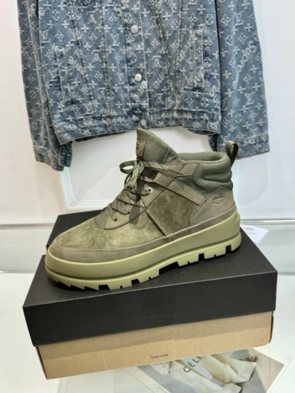 2024 Unisex UGG Black Chestnut Military Green Sheepskin Work Boots MJ00300