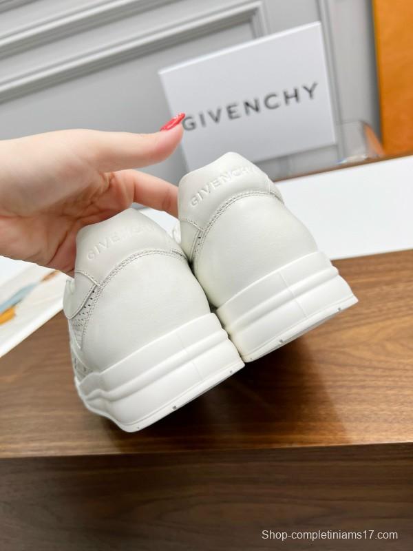 2024 Unisex Givenchy White Silk Calf Leather Patent Leather Sneakers MJ00380
