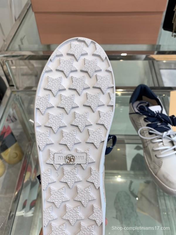 2025 Women Miu Miu White Leather Sneakers LY00290