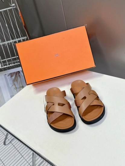 2025 Slippers Hermès Brown Leather Slippers