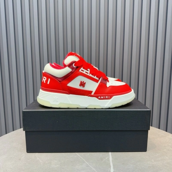 2024 Unisex Amiri埃米尔 Red White Leather Mesh Sneakers MJ00360