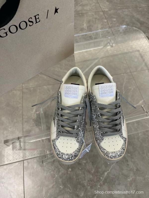 2024 Unisex GGDB White Silver Leather Glitter Low-Top Sneakers MJ00260