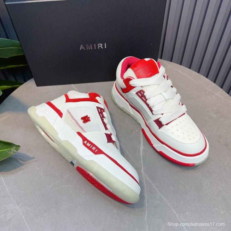 2024 Unisex Amiri White Red Leather Sneakers MJ00360