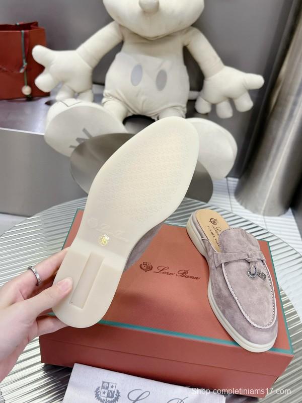 2024 Slippers LP Gray Suede Leather Mule Slippers