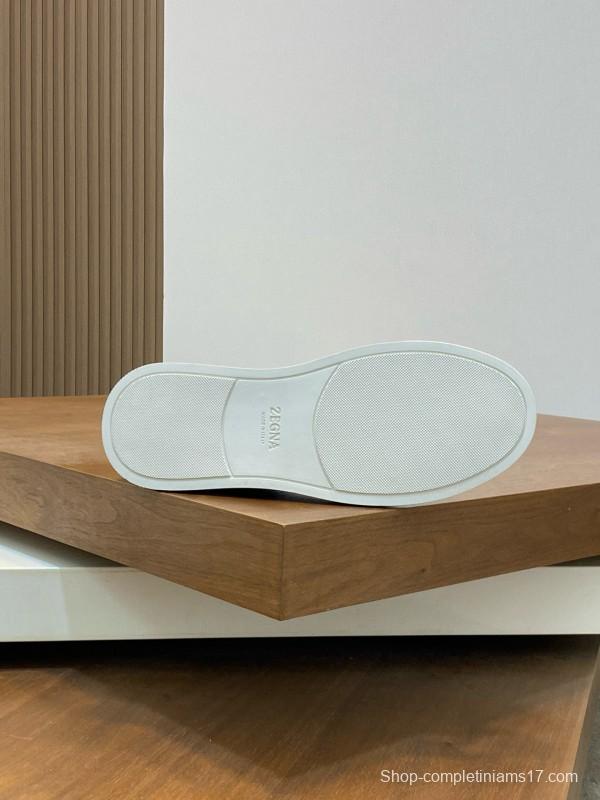 2024 Men Ermenegildo Zegna Blue Calfskin Pelletessuta Sneakers MJ00280