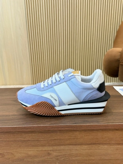 2025 Unisex TOM FORD Blue White Black Leather Suede Sneakers LY00360(LY00370)