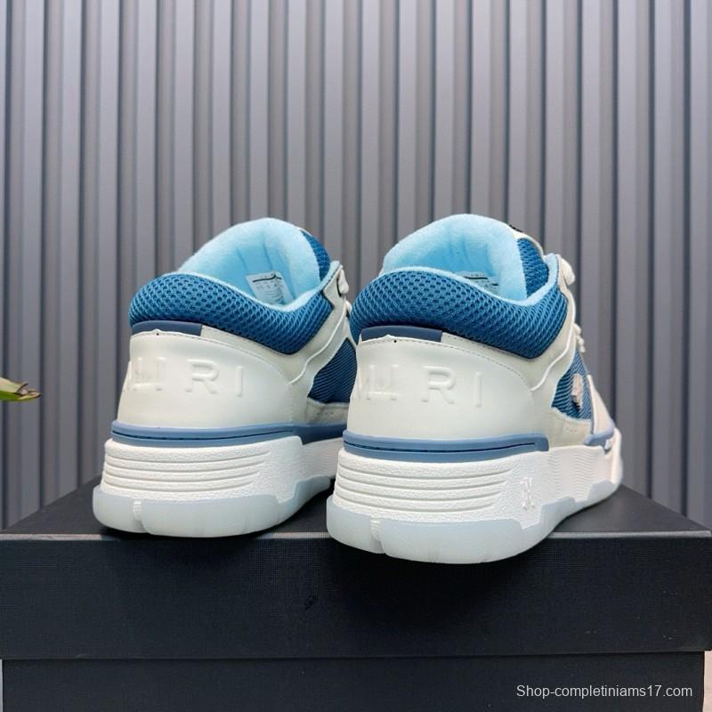 2024 Unisex AMIRI Blue White Leather Mesh Sneakers MJ00360
