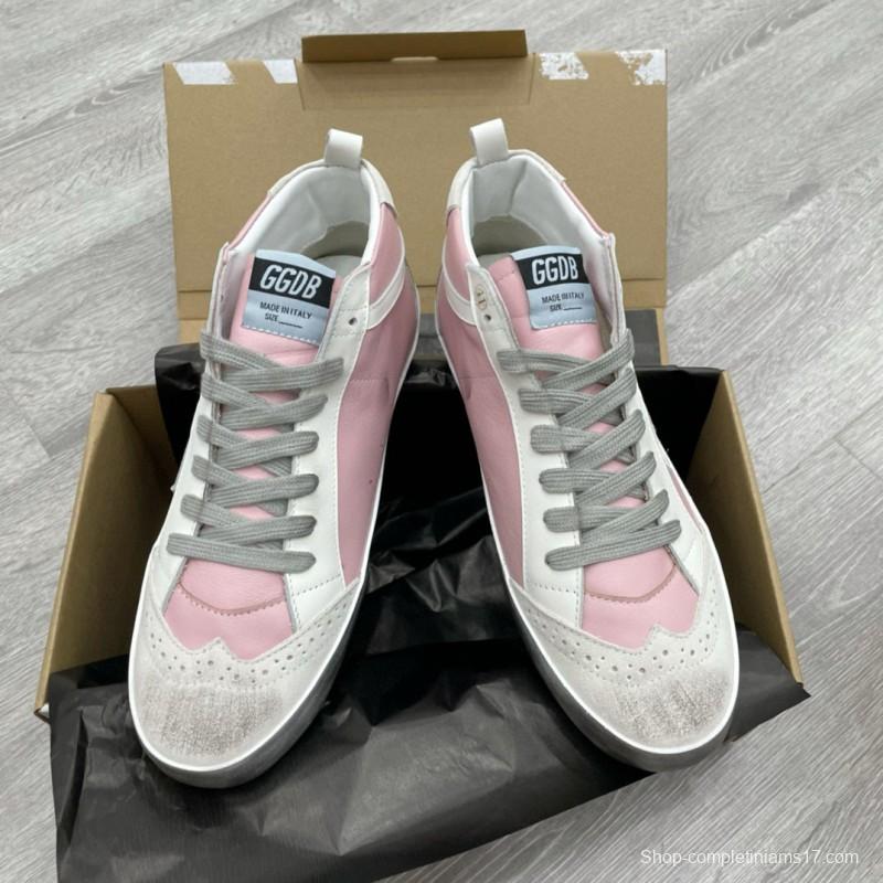 2024 Women GGDB Pink White Leather High Top Sneakers MJ00300