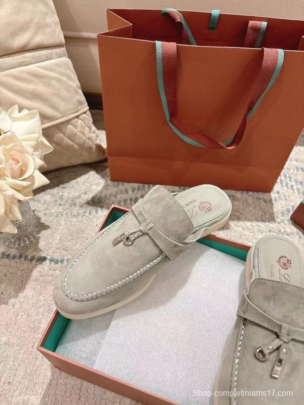 2025 Women LP Beige Suede Slip-on Loafers LY00360