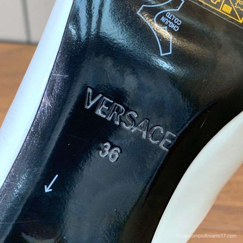 2025 Women VERSACE White Patent Leather Slippers KFY00280