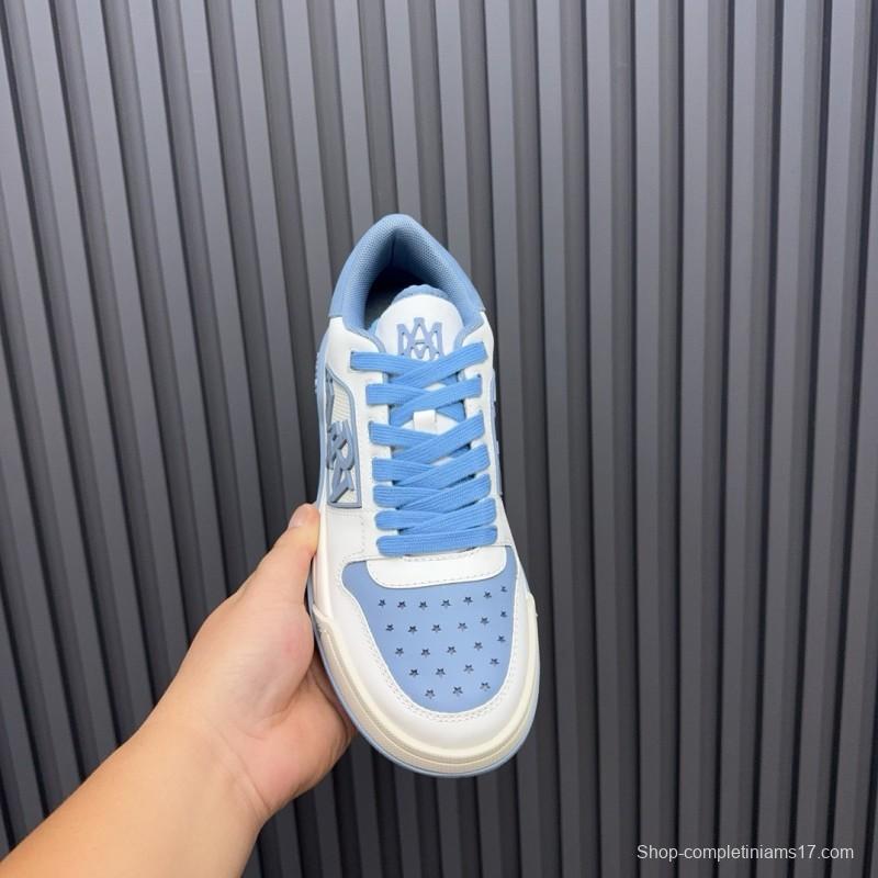 2025 Unisex Amiri White Light Blue Leather Sneakers MJ00360