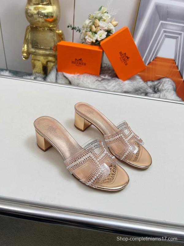 2025 Hermès Beige Leather Slippers MJ00180