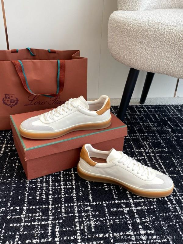 2024 Unisex Loro Piana White Beige Leather Calfskin Plimsolls MJ00320
