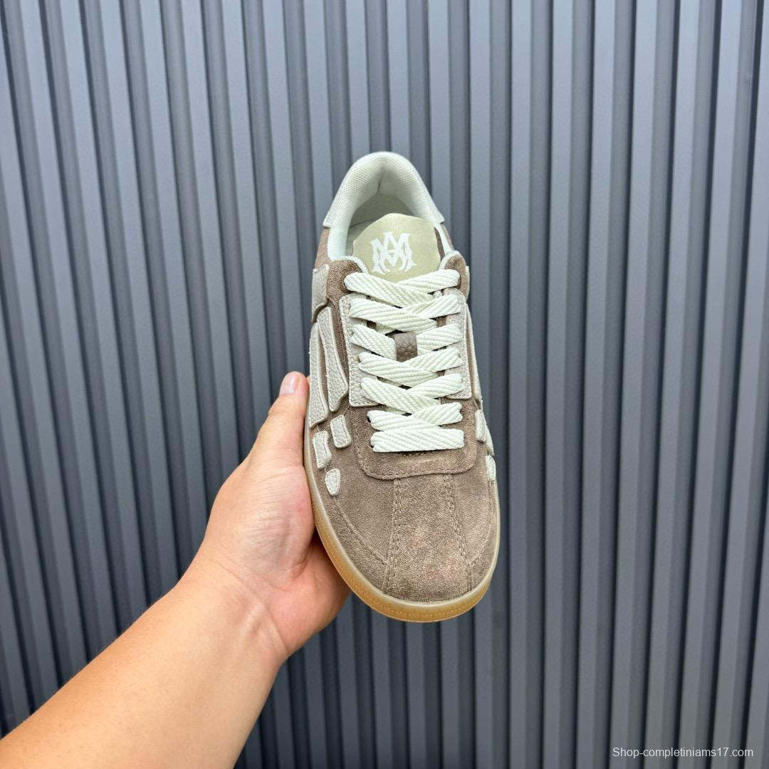 2024 Unisex Amiri Beige White Suede Leather Sneakers MJ00300