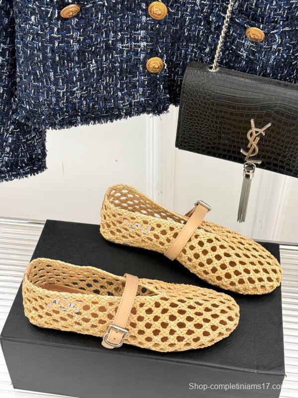 2025 Women AlAIA Beige Woven Leather Mary Jane