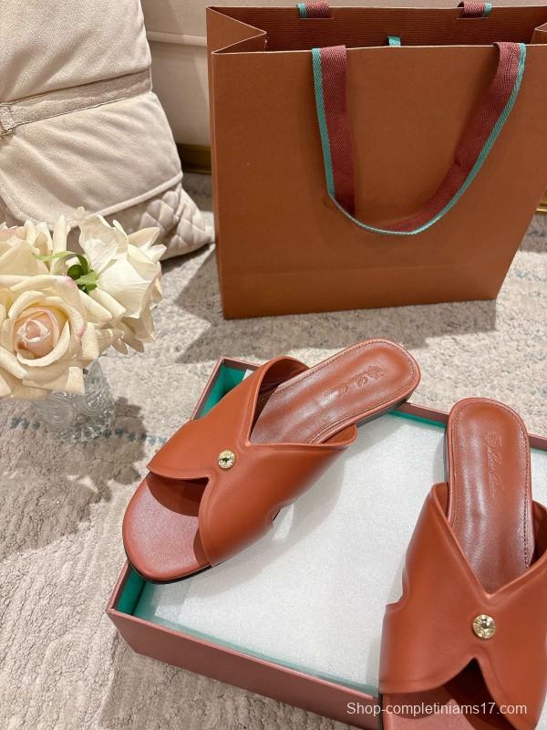 2025 Slippers LP Brown Leather Slippers LY00270