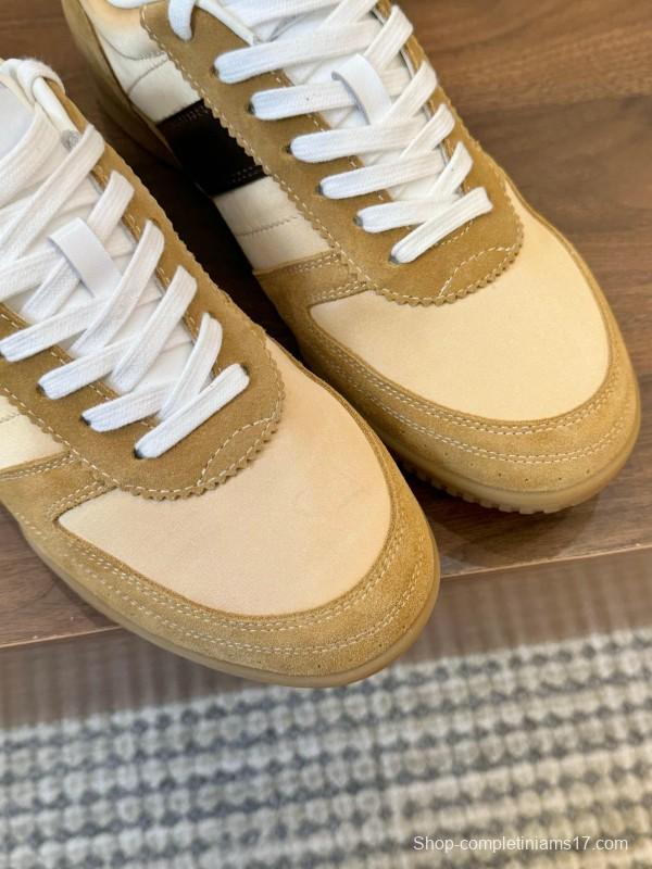 2025 Men TOM FORD Beige Brown Suede Leather Sneakers LY00360