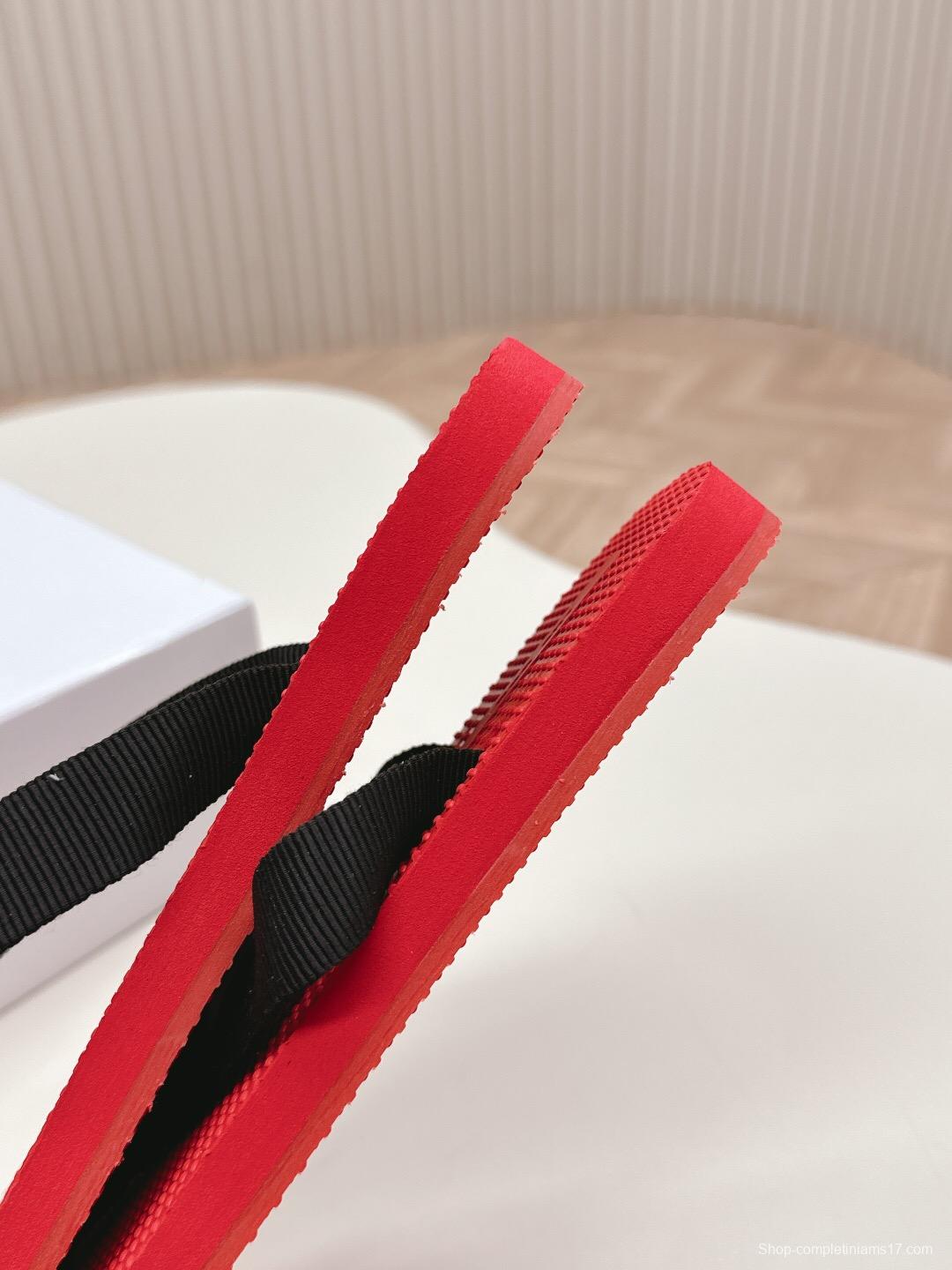2025 The Row Red Black Rubber Slippers