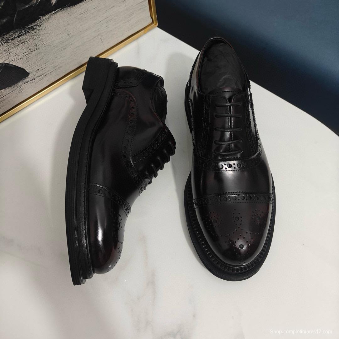 2024 Men Dolce & Gabbana Black Leather Derby MJ00420