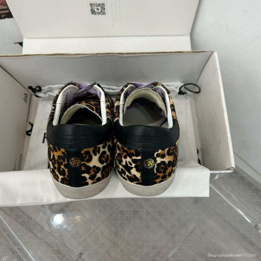 2025 Women GGDB Leopard Black White Leather Suede Sneakers
