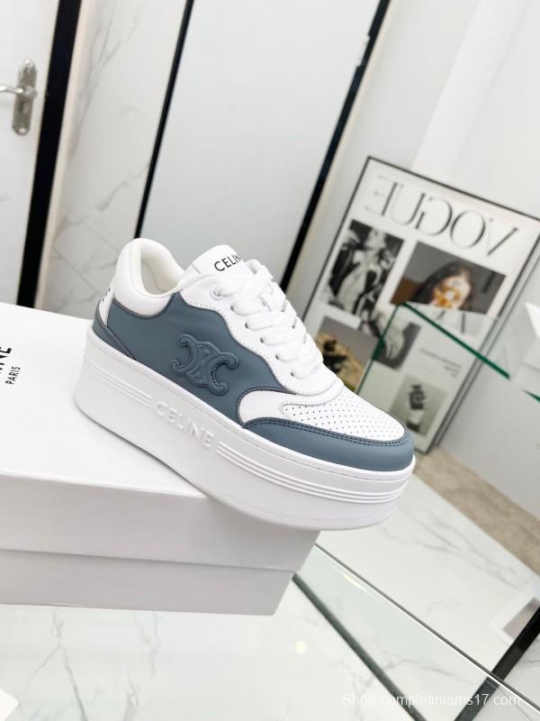 2025 Unisex CELINE White Grey Leather Sneakers
