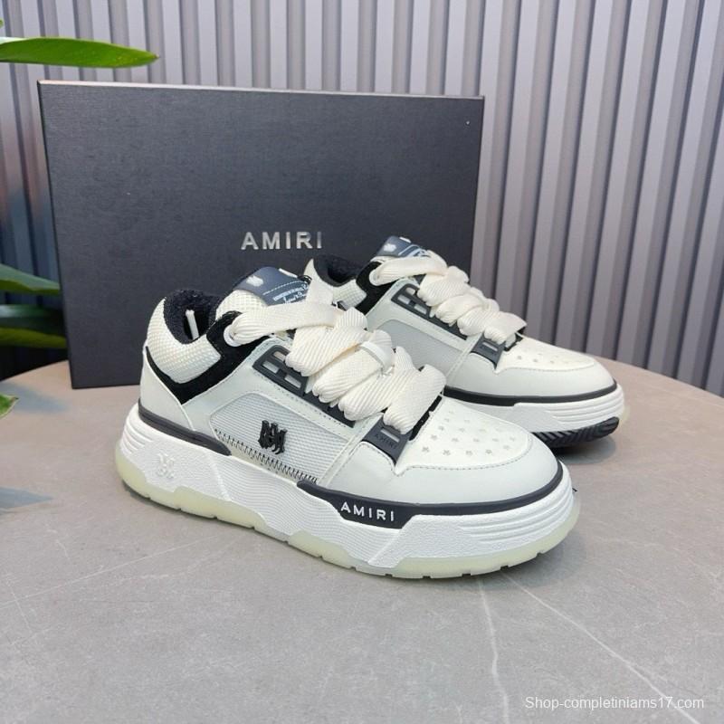 2024 Unisex Amiri White Black Leather Sneakers MJ00360