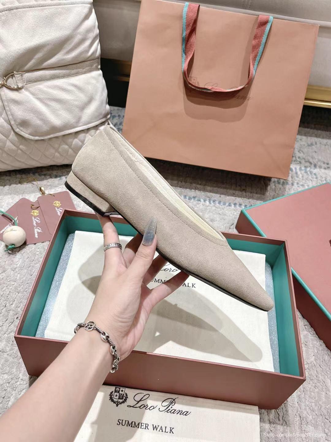 2025 Women LP Beige Suede Ballet Flats LY00320