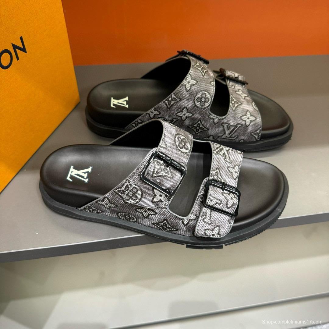 2024 Slippers Louis Vuitton Gray Leather Slippers MJ00210