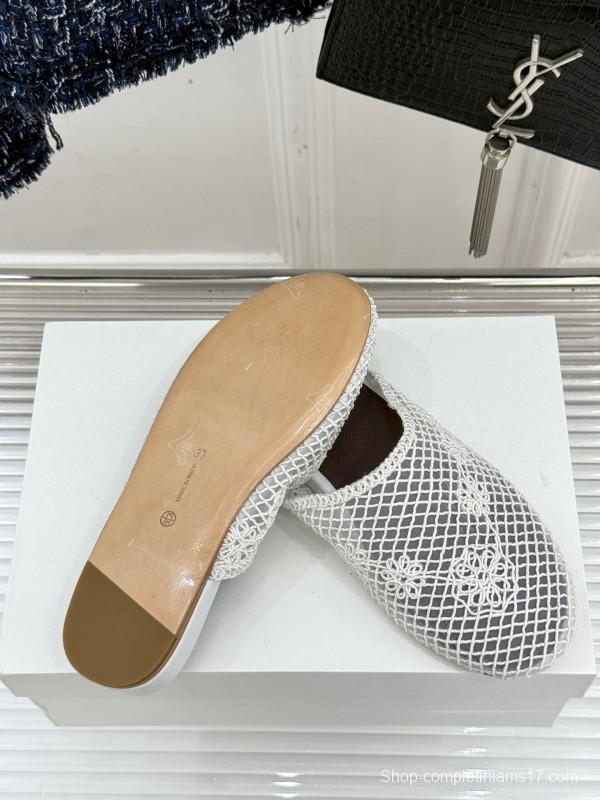 2025 Women Yves Saint Laurent White Mesh Slippers KFY00260