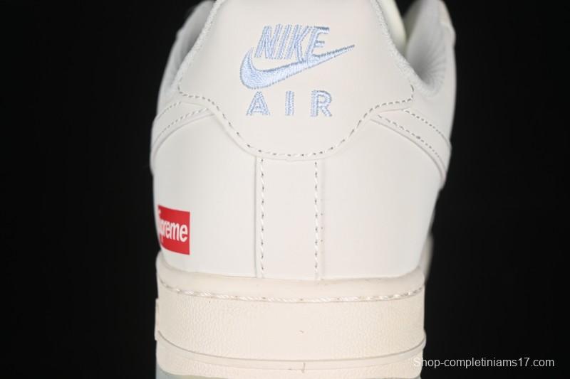Nike Air Force 1 '07 Low Supreme Collaboration Two-Tone Beige Blue Casual Skate Shoes - XX3168-179