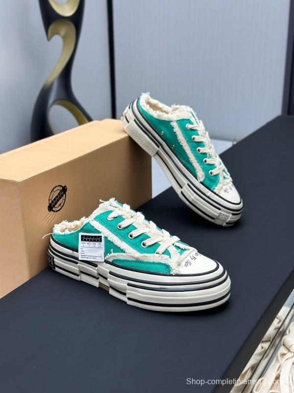 2025 Unisex XVESSEL Green White Canvas Plimsolls Vulcanized AS00240