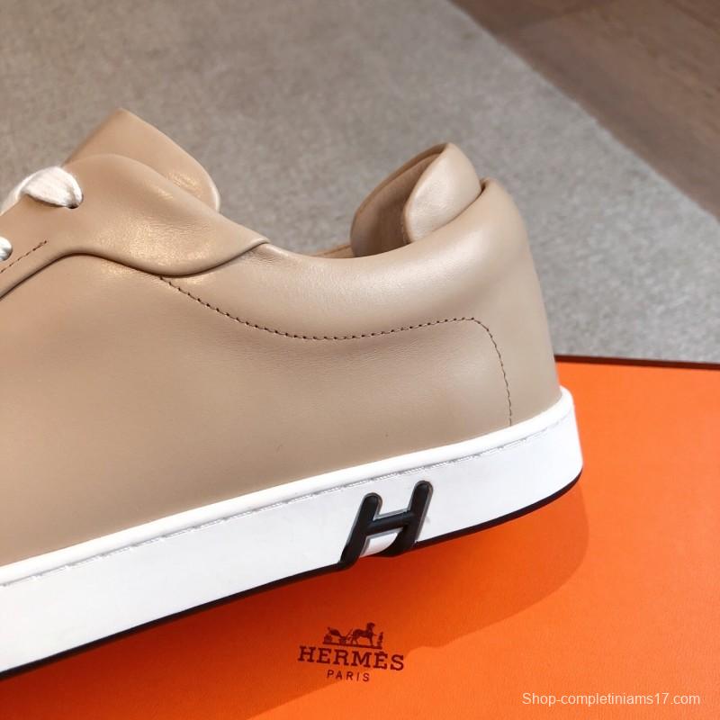 2025 Unisex H Beige Leather Sneakers AS00380