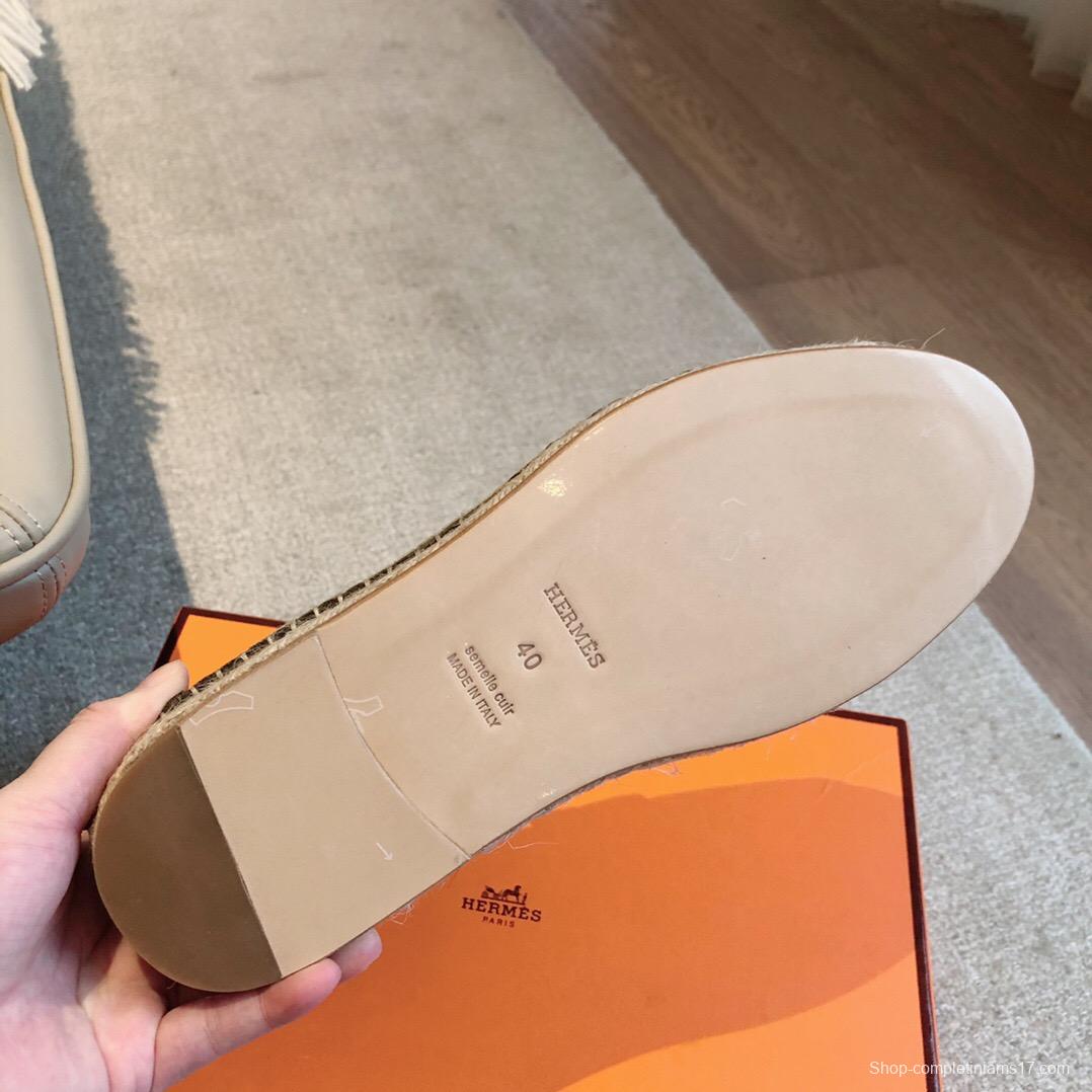 2025 Unisex Hermès Olive Suede Calfskin Loafers AS00380