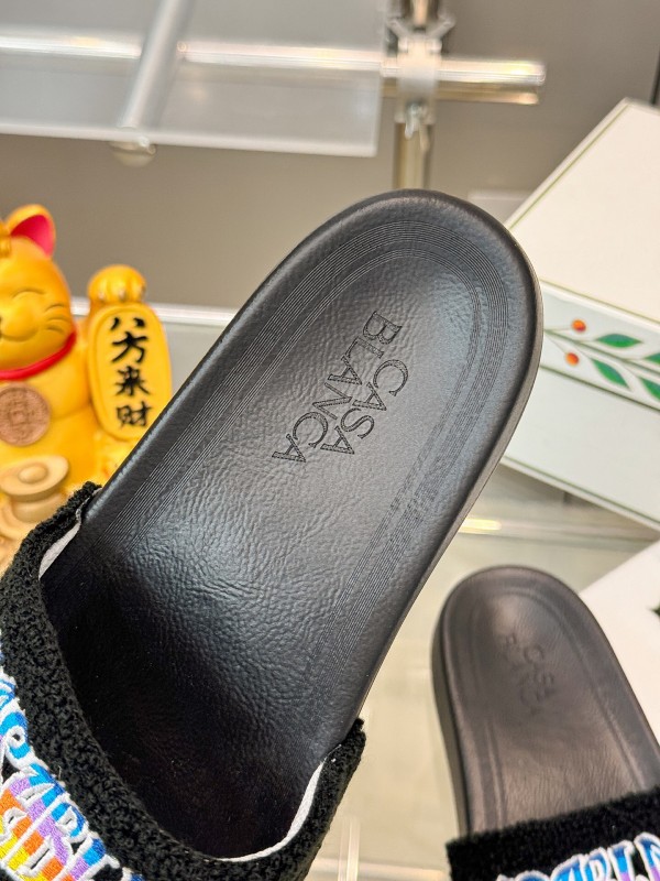 2025 Men CASA BLANCA Black Embroidery Slippers Original Embroidery KFY00160