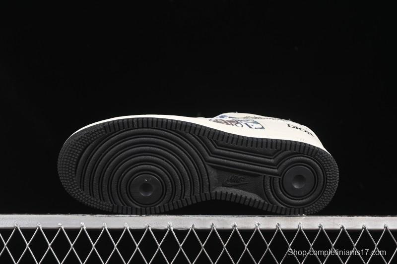 Nike Air Force 1 '07 Low Dior Collaboration Gray Floral Low-Top Casual Sneakers - DF0188-064